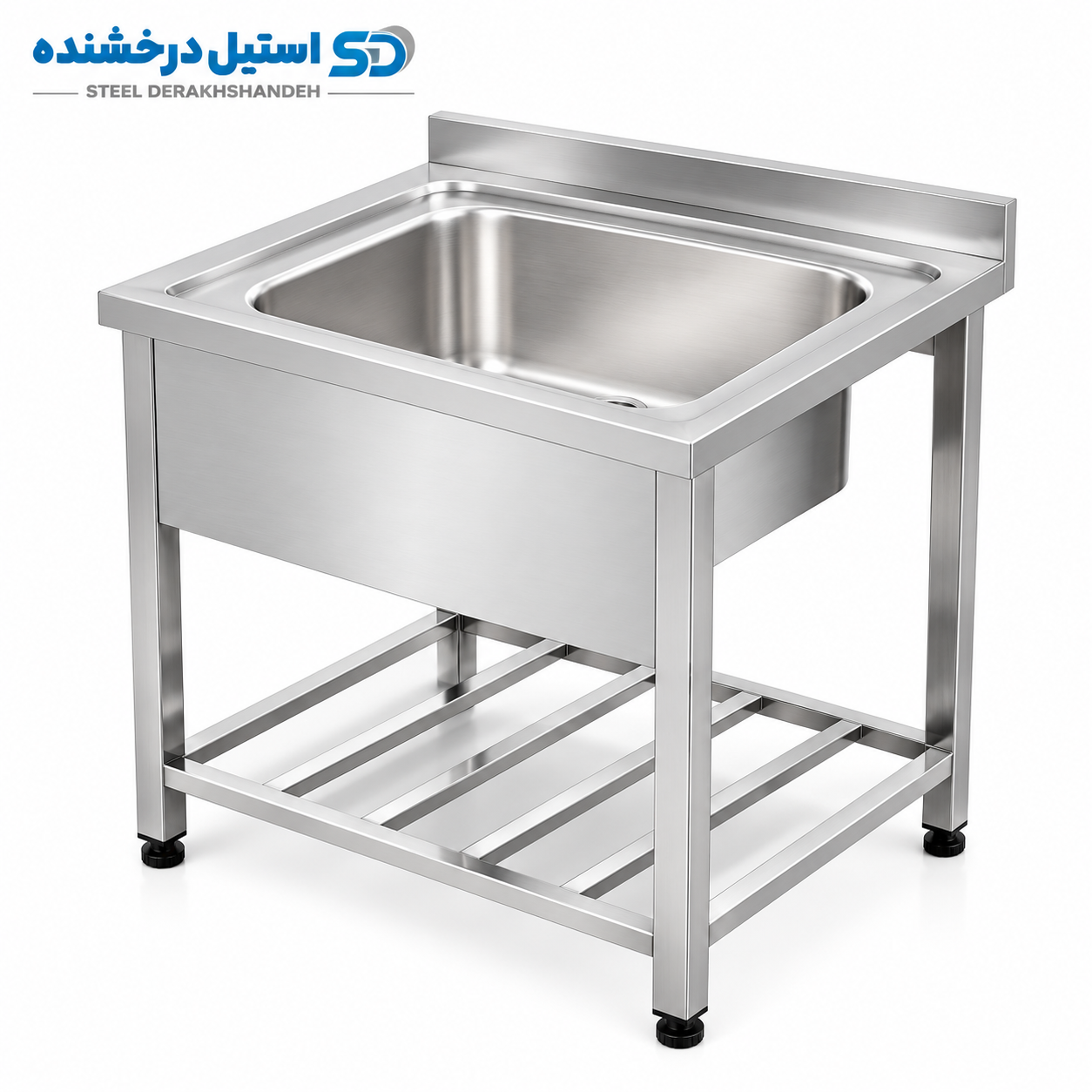 سینک ظرفشویی صنعتی تک لگن پرسی سایز 90*65*80
